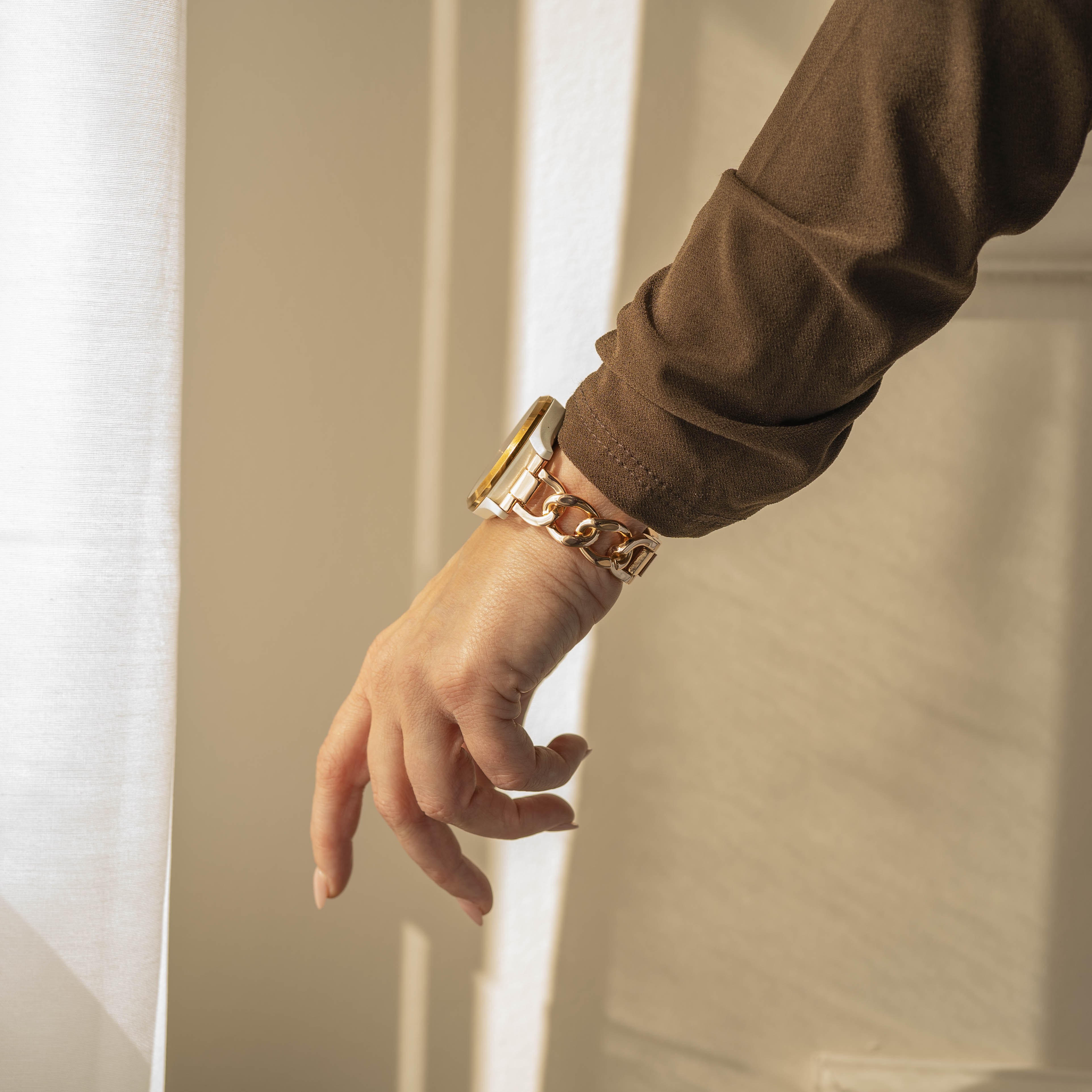 Bracelet chaîne acier Samsung Galaxy Watch FE (or rose)
