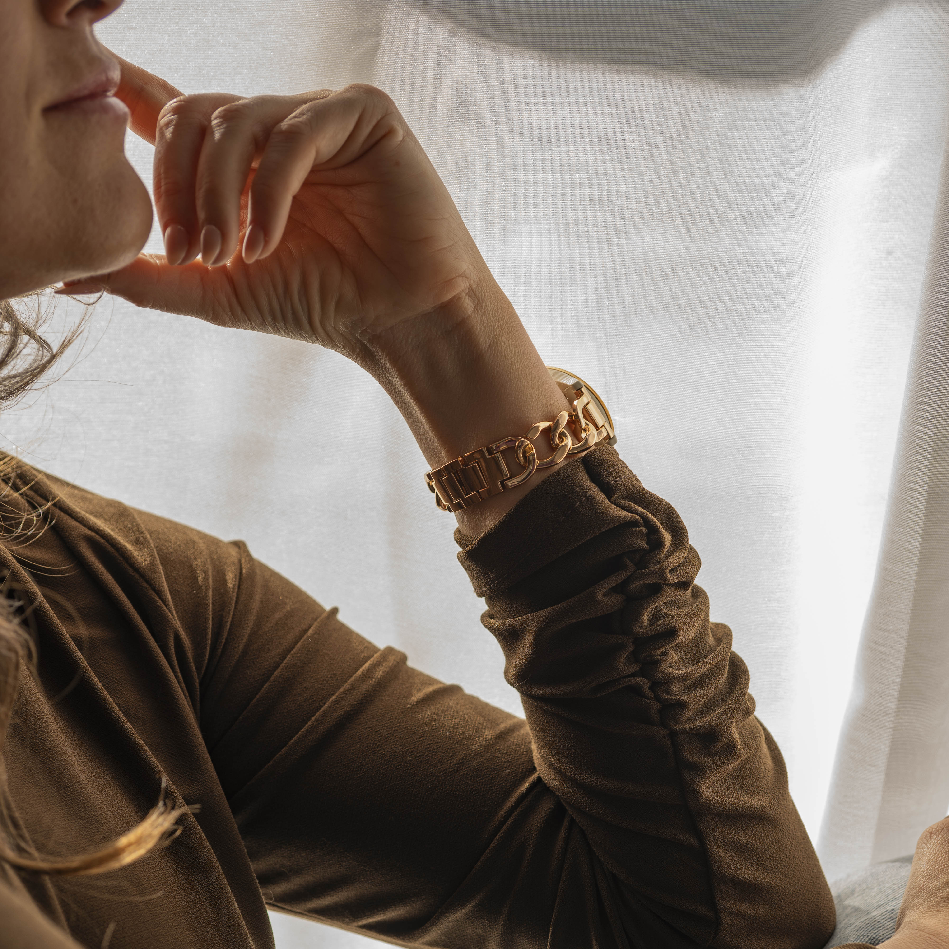 Bracelet chaîne acier Samsung Galaxy Watch FE (or rose)