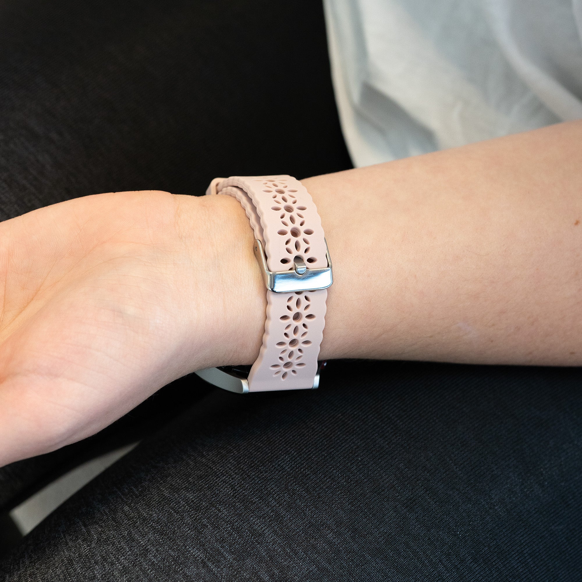 Patterned Silicone Strap, pink, lifestyle photo