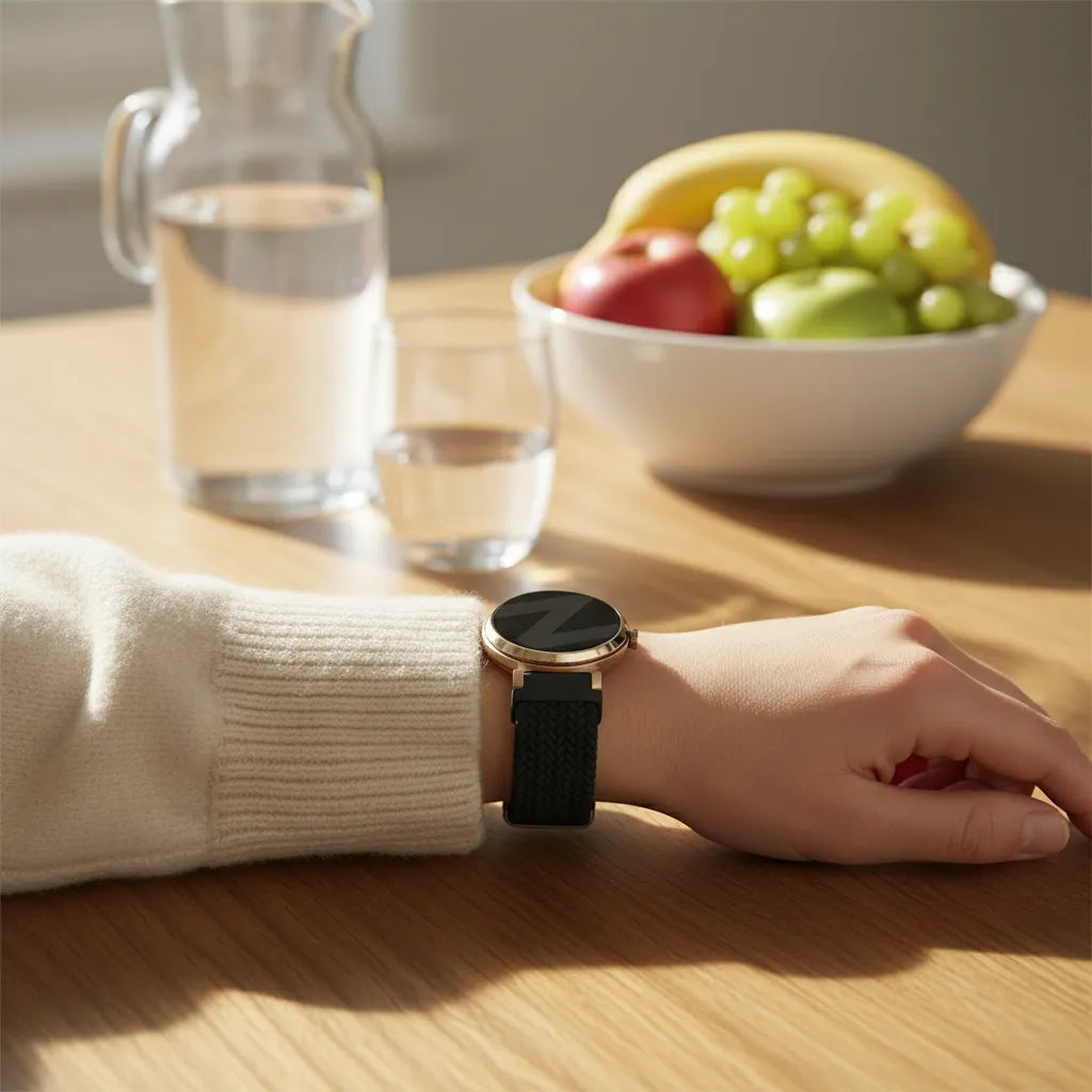 Bandz Pebble Round 2 - 14mm gevlochten nylon band (zwart)