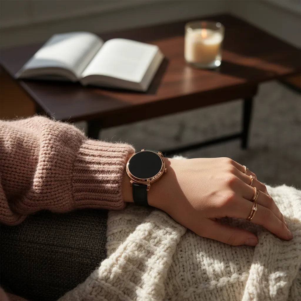 Bandz Pebble Round 2 - 14mm lederen band 'Deluxe' (zwart)