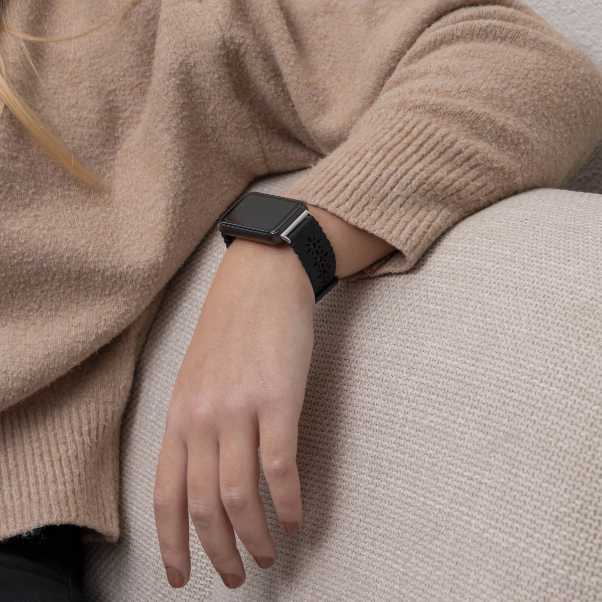 Patterned Silicone Strap, black, lifestyle photo