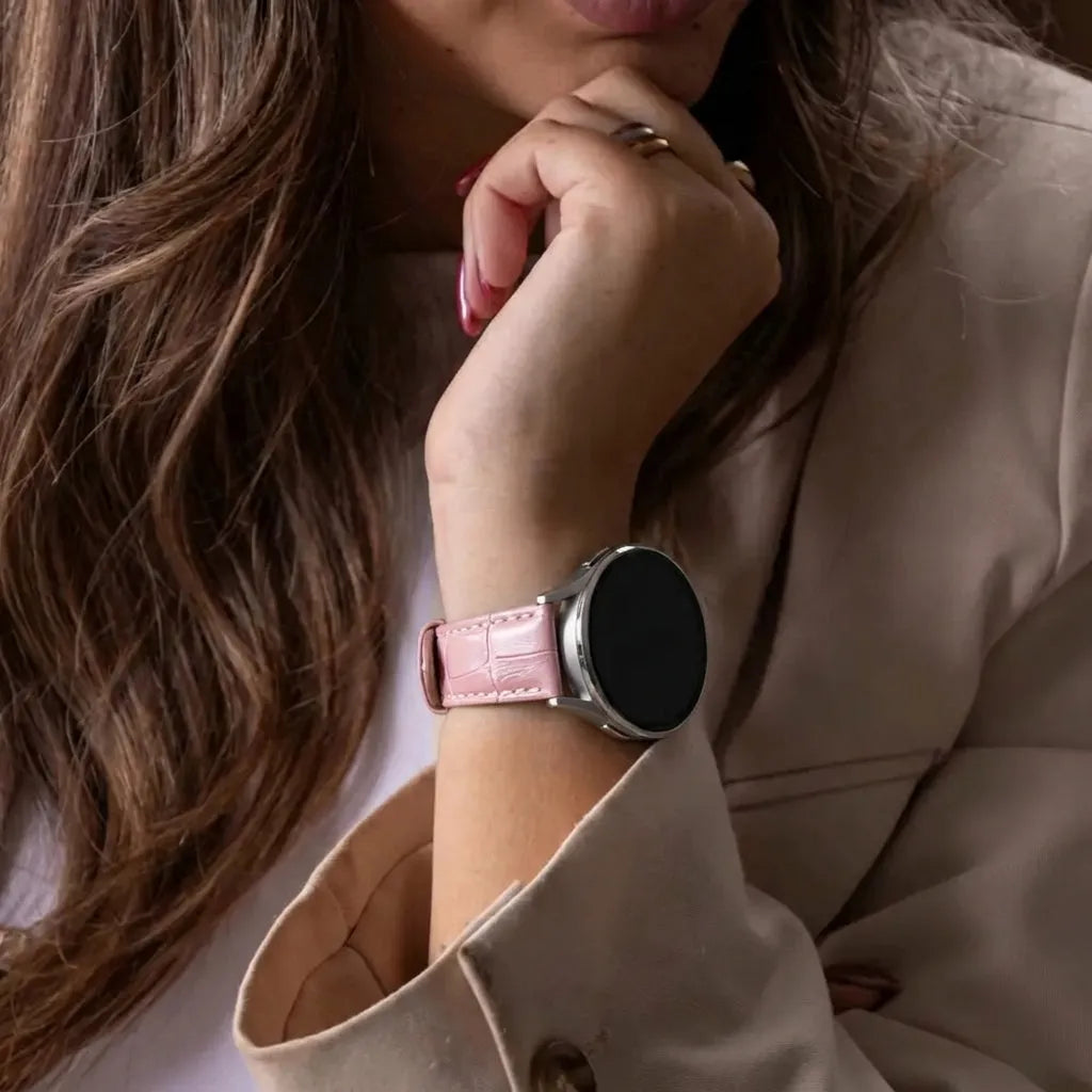 Polar Ignite 3 Lederarmband mit Krokoprägung (Rosa)