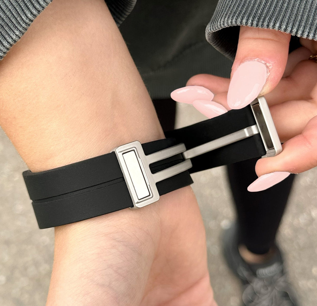 Silicone Magnetic Sport Strap, black, lifestyle photo