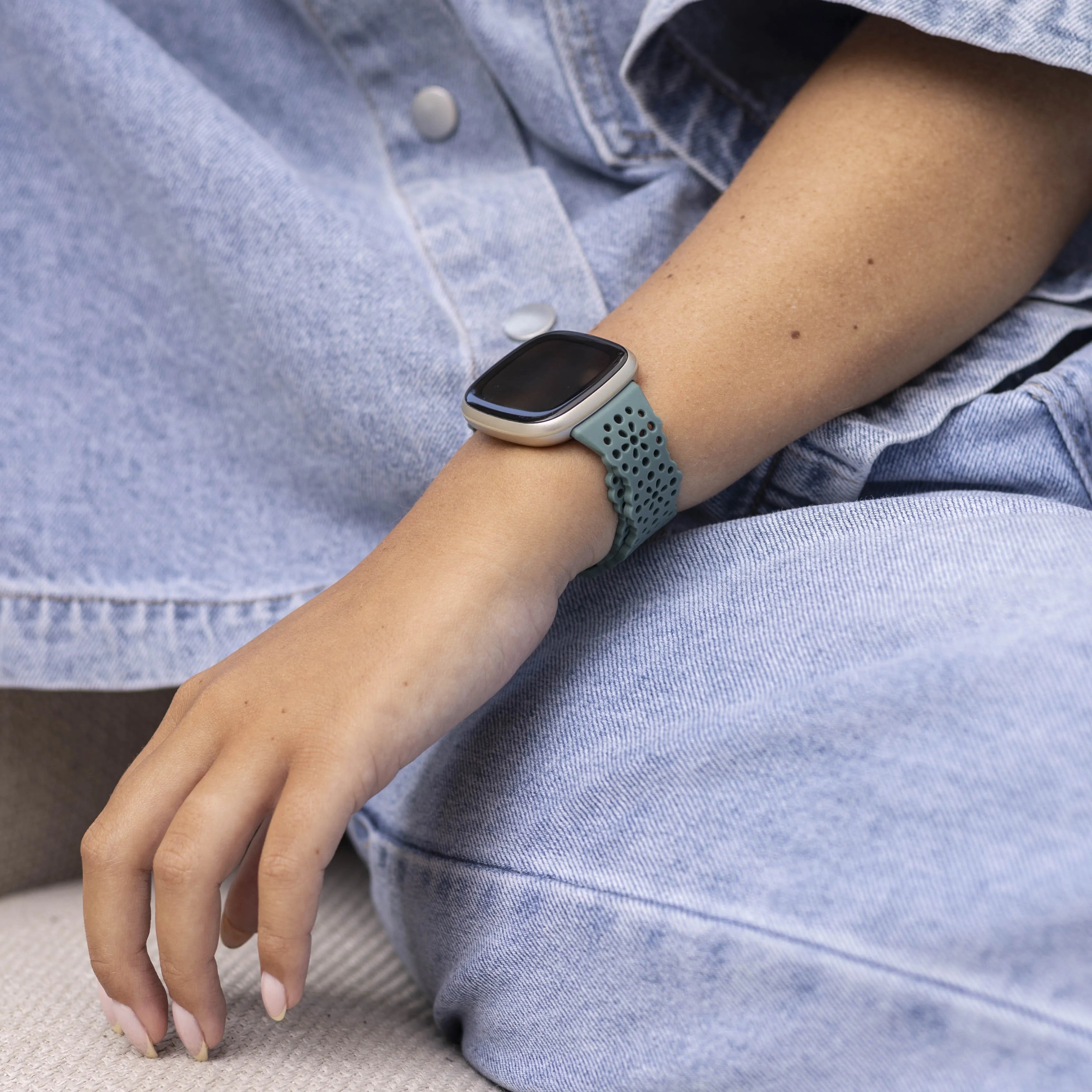 Fitbit Sense Silikonarmband mit Muster (Grün)