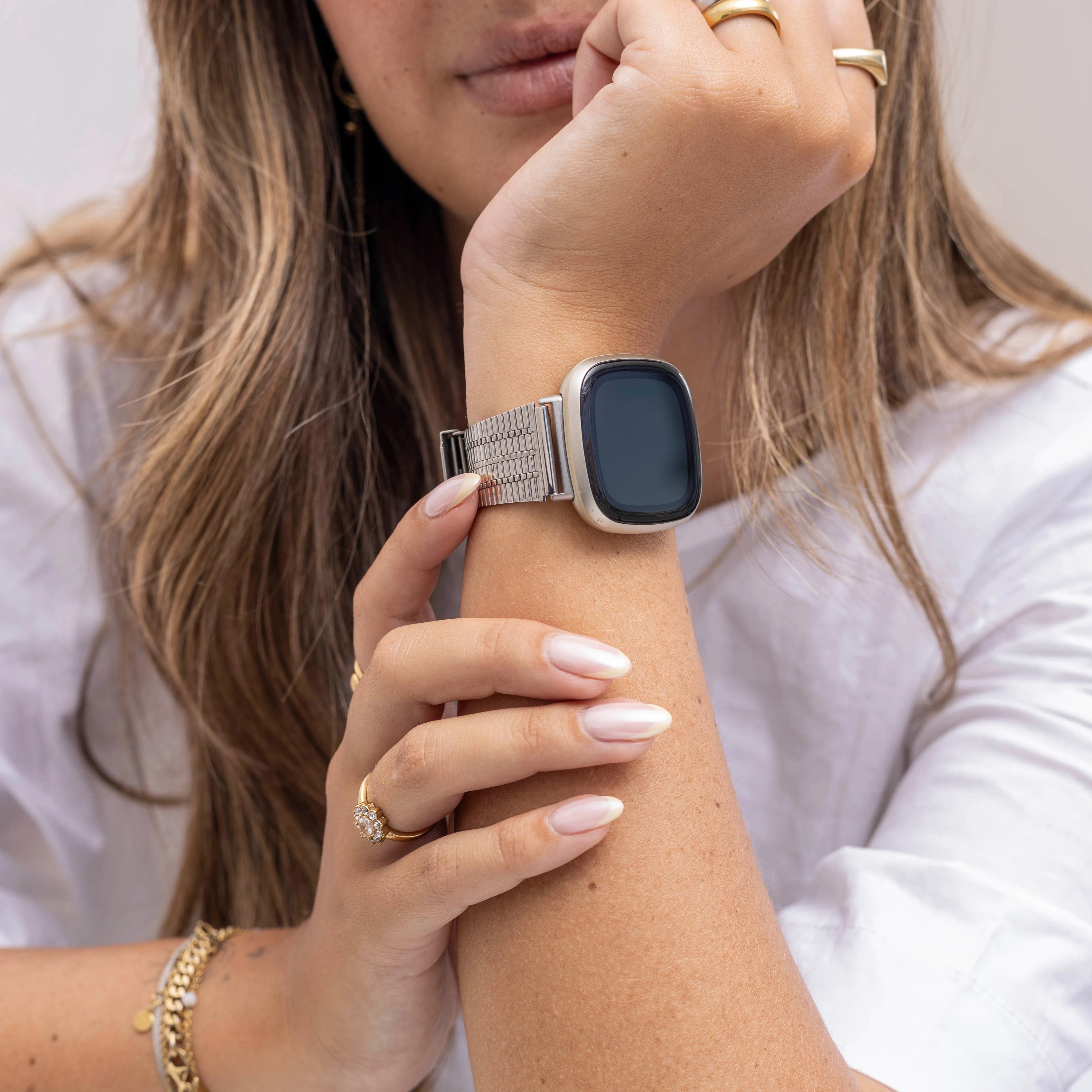 Fitbit Versa 3 Fine Steel Strap (Silver)