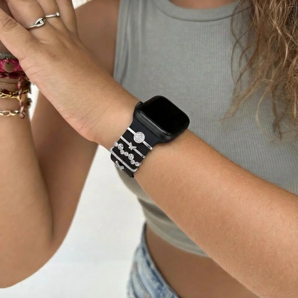 Horlogeband charm - vlinders (zilver)