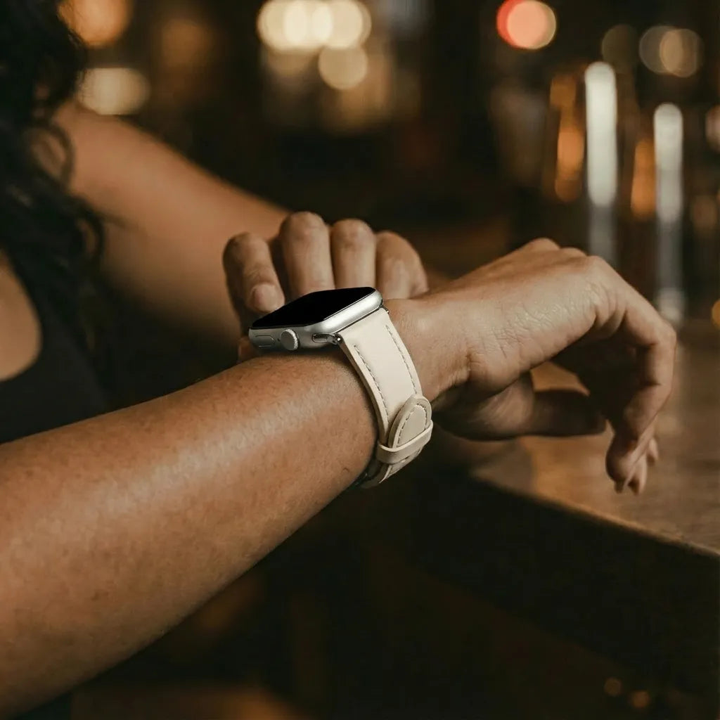 Correa cuero 'Slimfit' Apple Watch (beige claro)