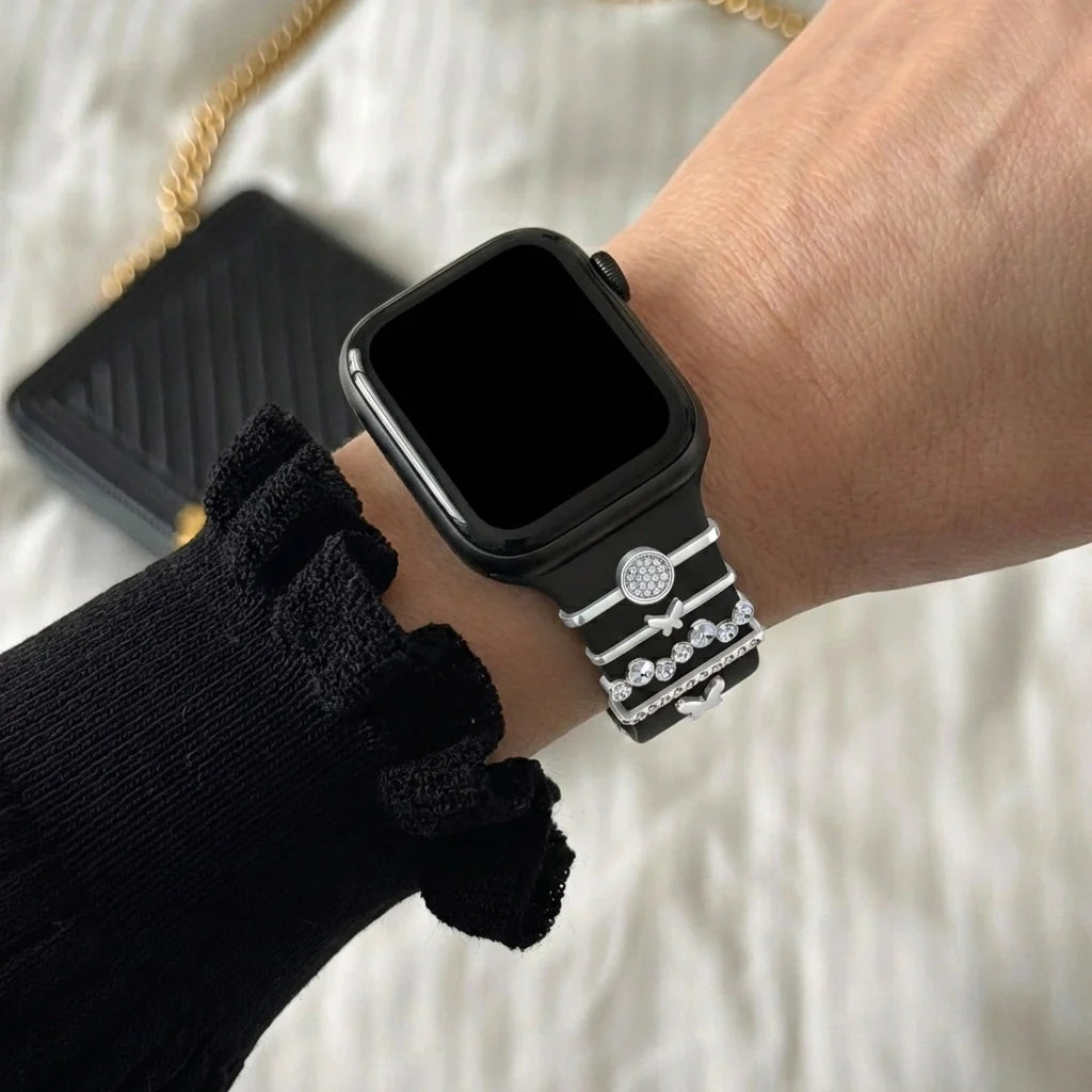 Horlogeband charm - vlinders (zilver)