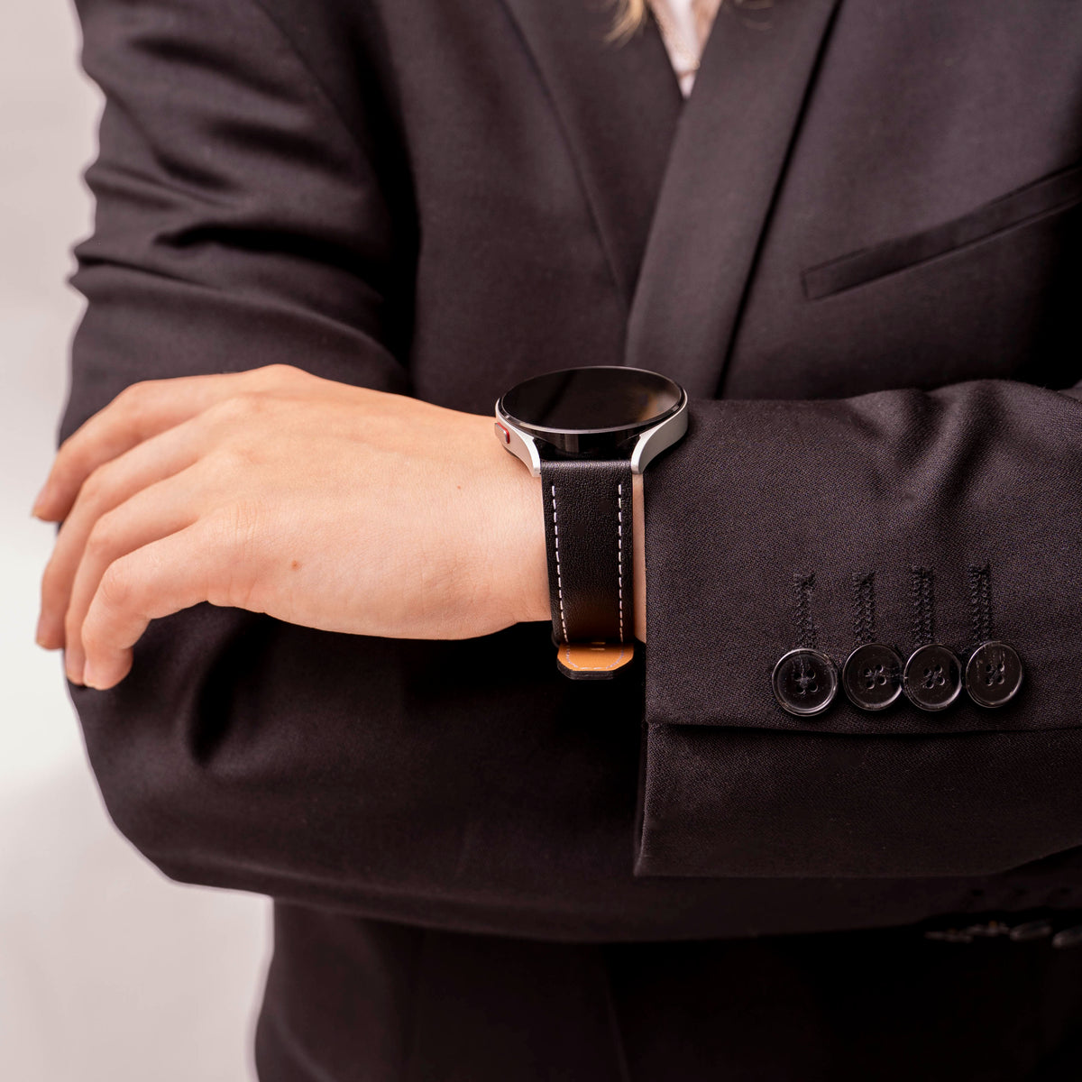 Leather Strap 'One Push', black, lifestyle photo