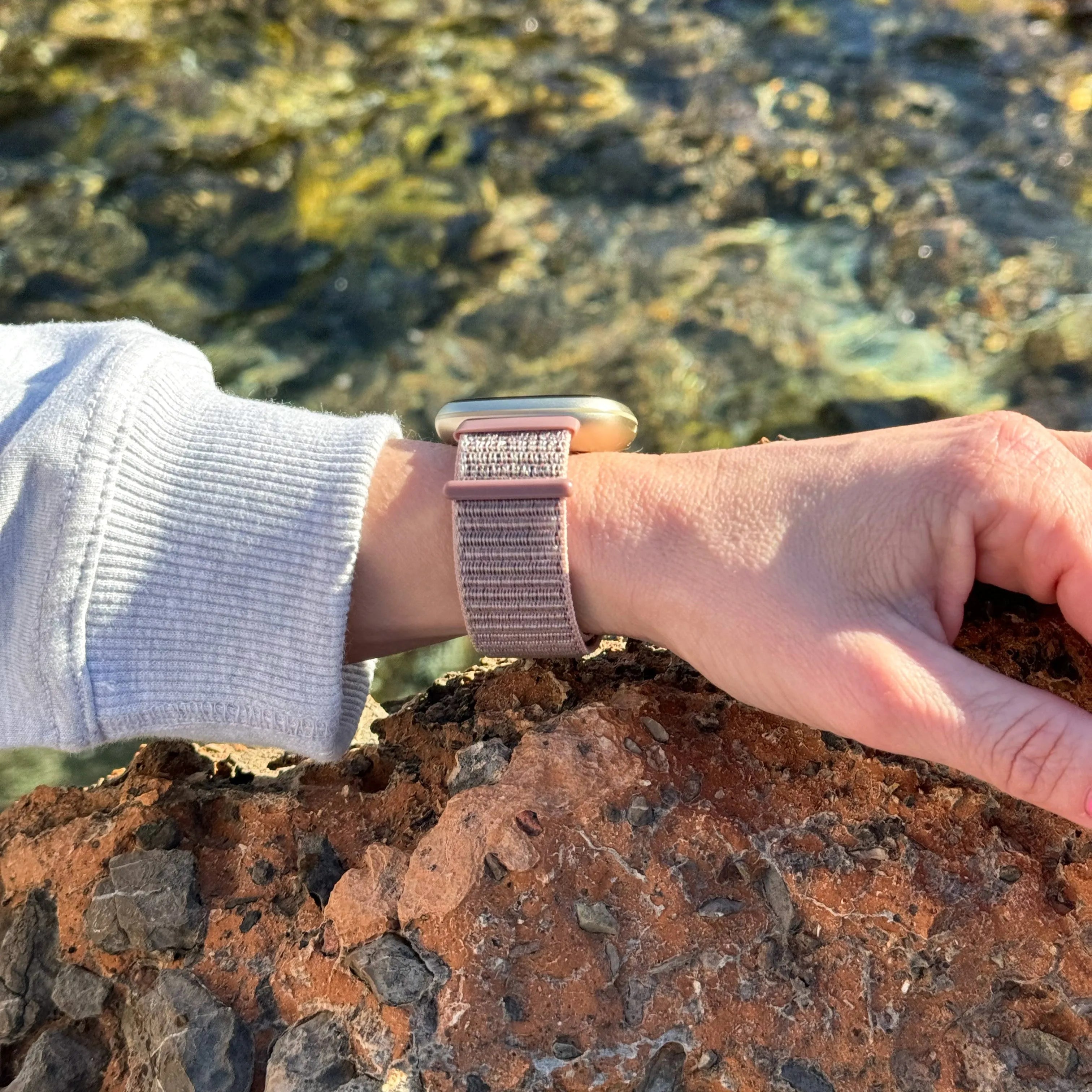Fitbit Sense Nylon Strap (Grey/Pink)
