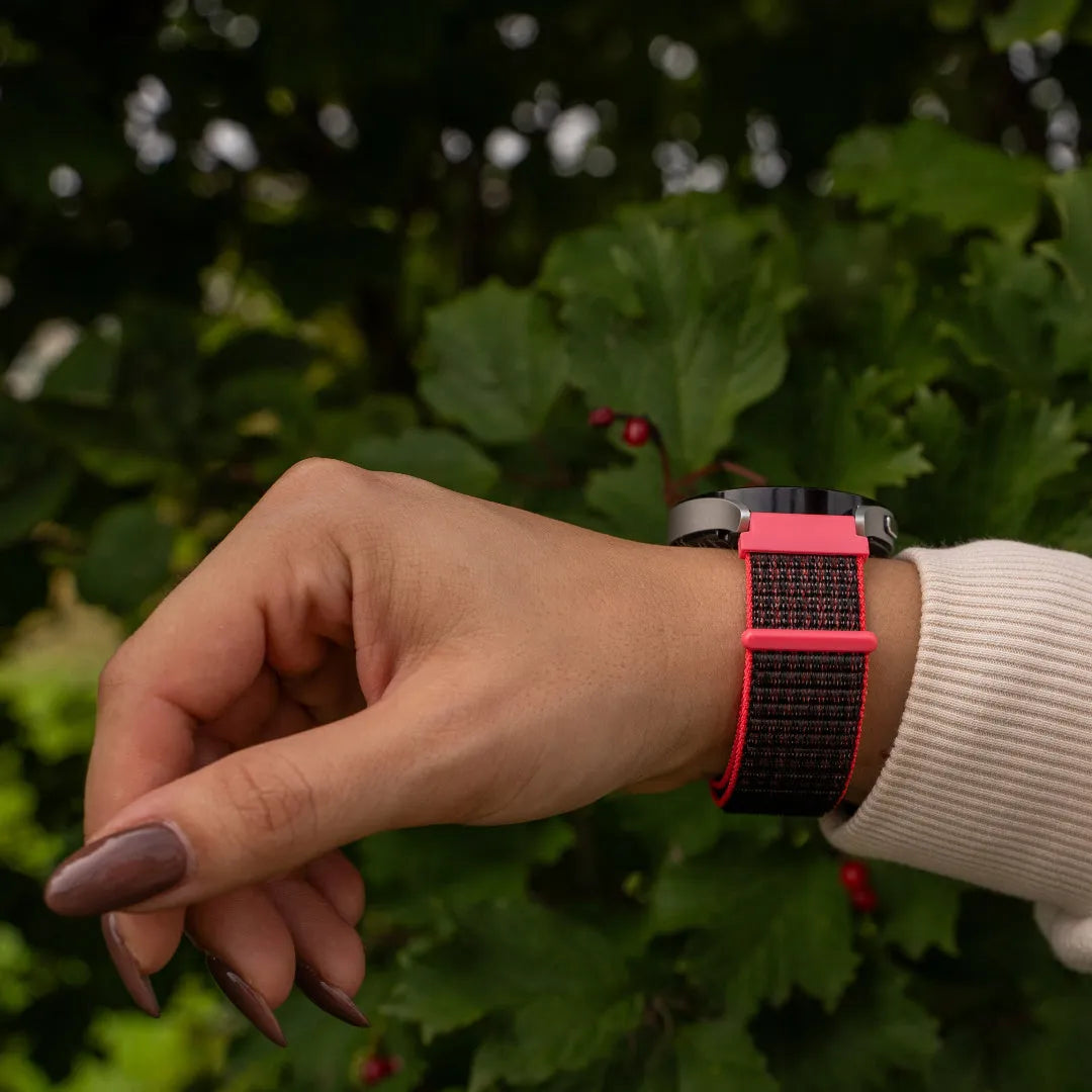 Coros Pace 3 Nylon Strap (Black/Coral)