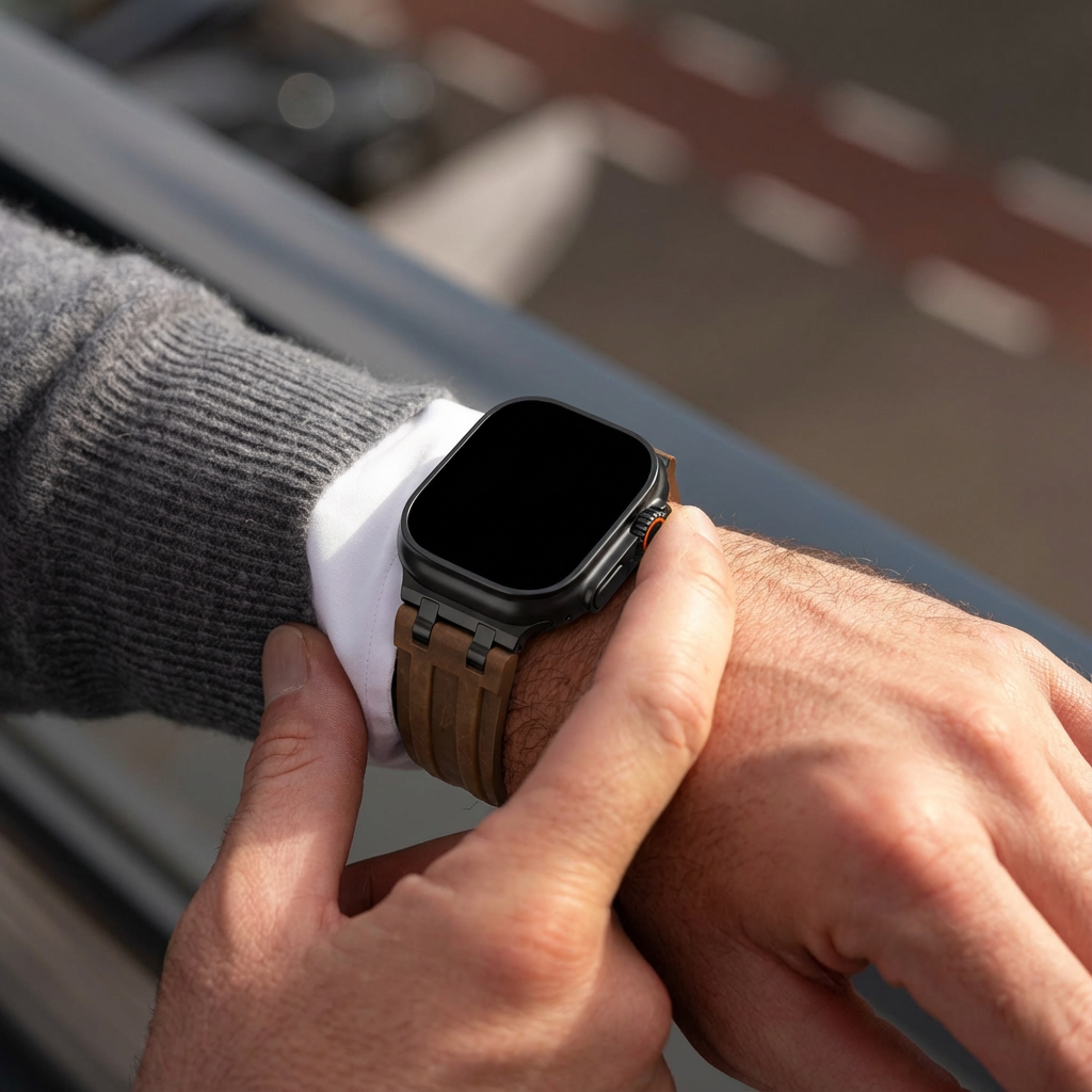 Apple Watch Ultra Solid Leather Strap (Bronze brown)