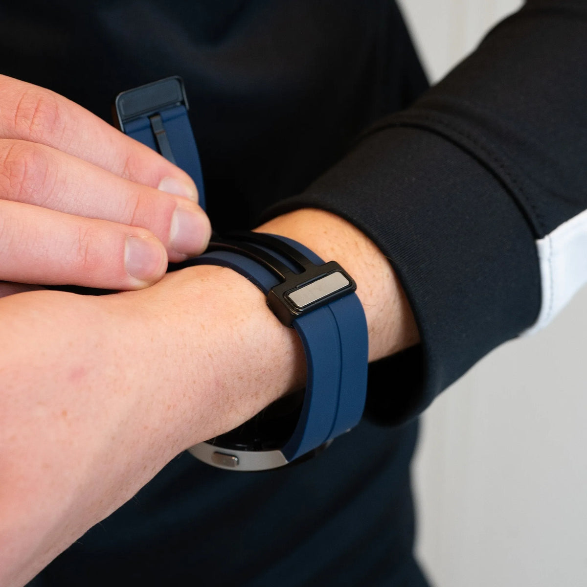 D-Buckle Silicone Strap, dark blue, lifestyle photo