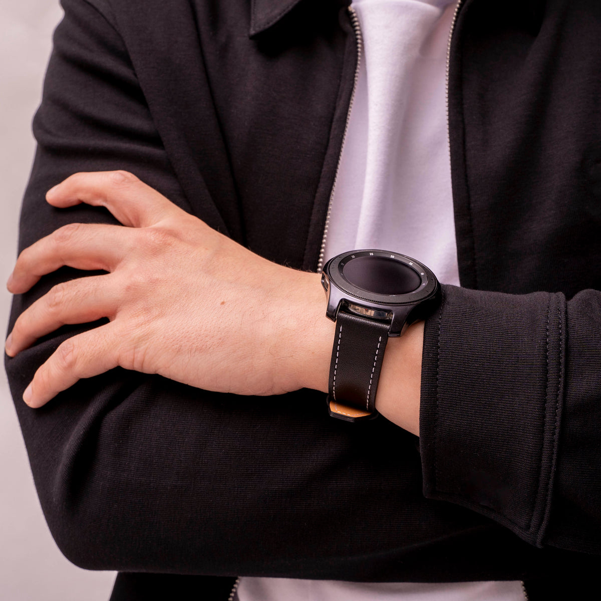 Leather Strap 'One Push', black, lifestyle photo