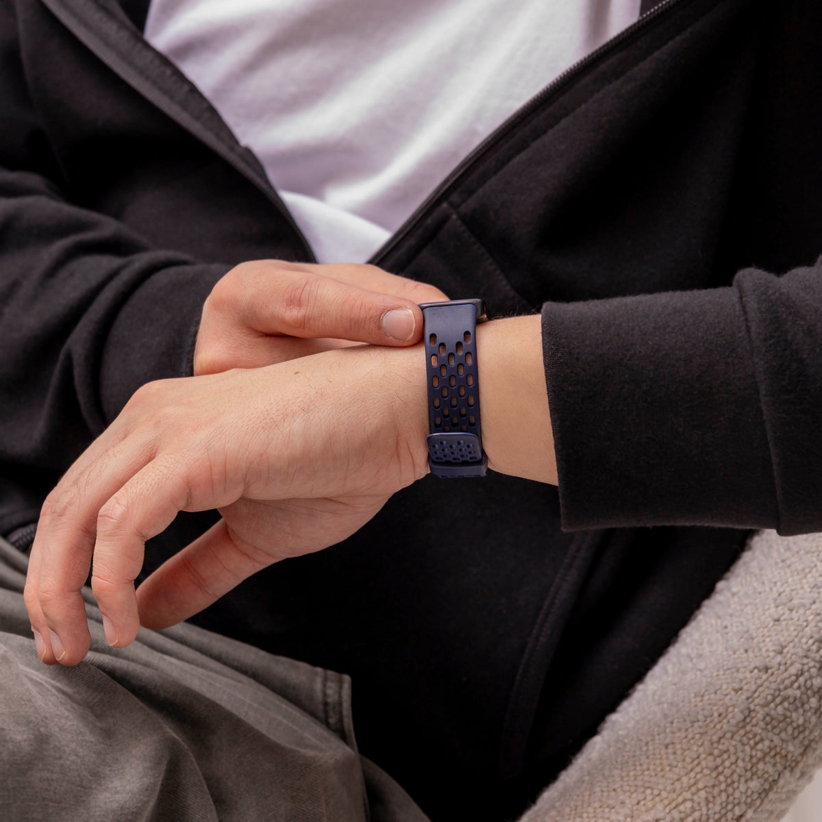 Breathable Silicone Strap, dark blue, lifestyle photo