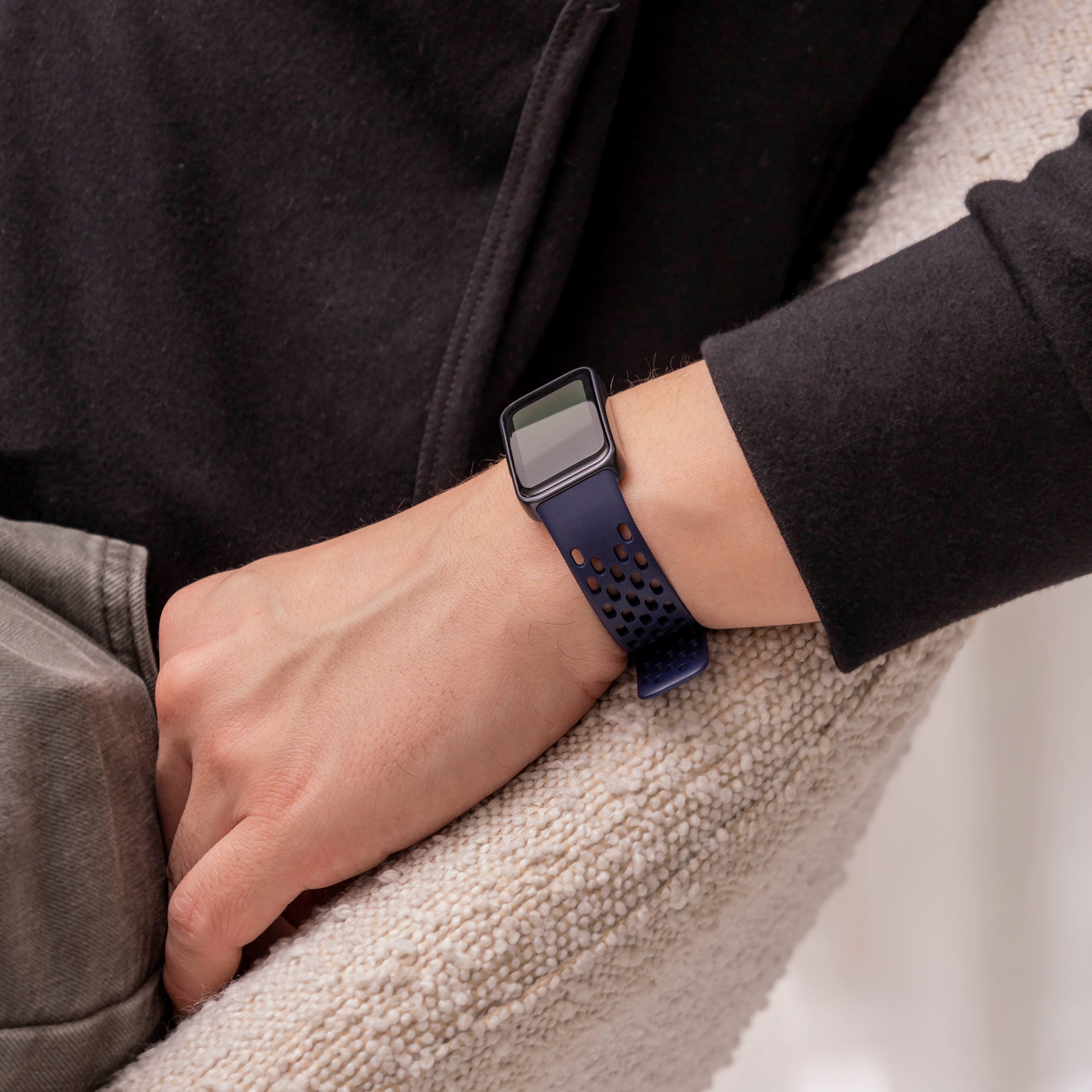 Breathable Silicone Strap, dark blue, lifestyle photo