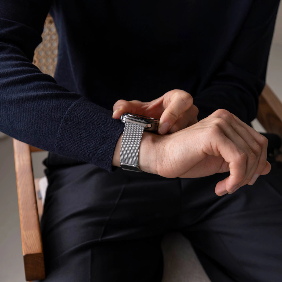 Milanese Loop Strap, silver, lifestyle photo
