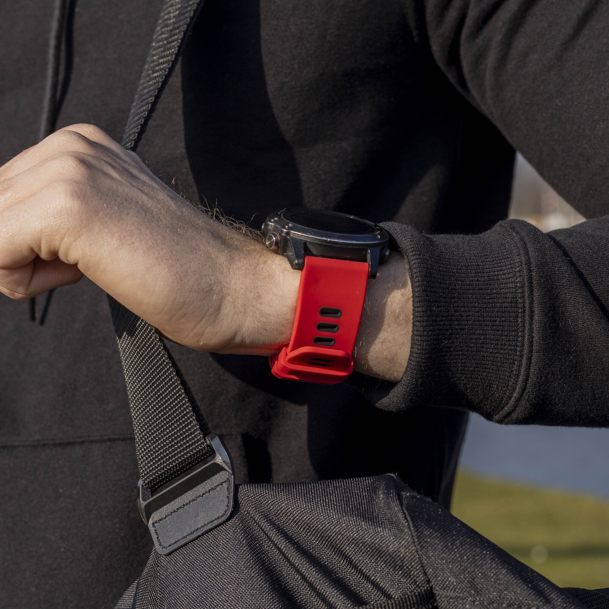 Silicone Sport Buckle Strap, lifestyle photo