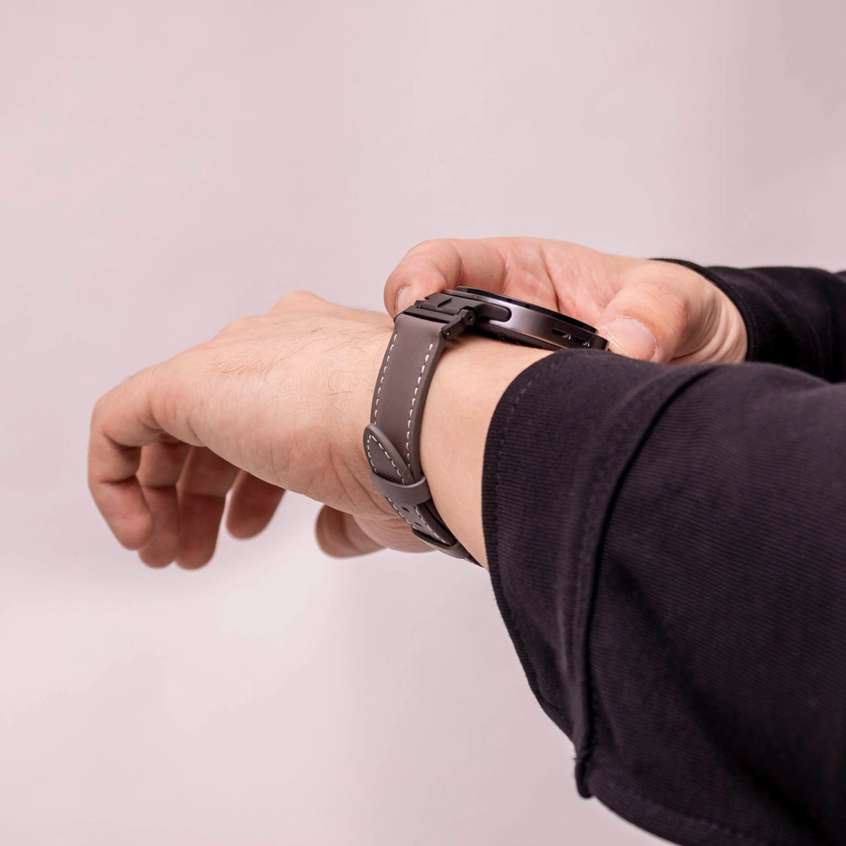 Premium Leather Strap, grey, lifestyle photo