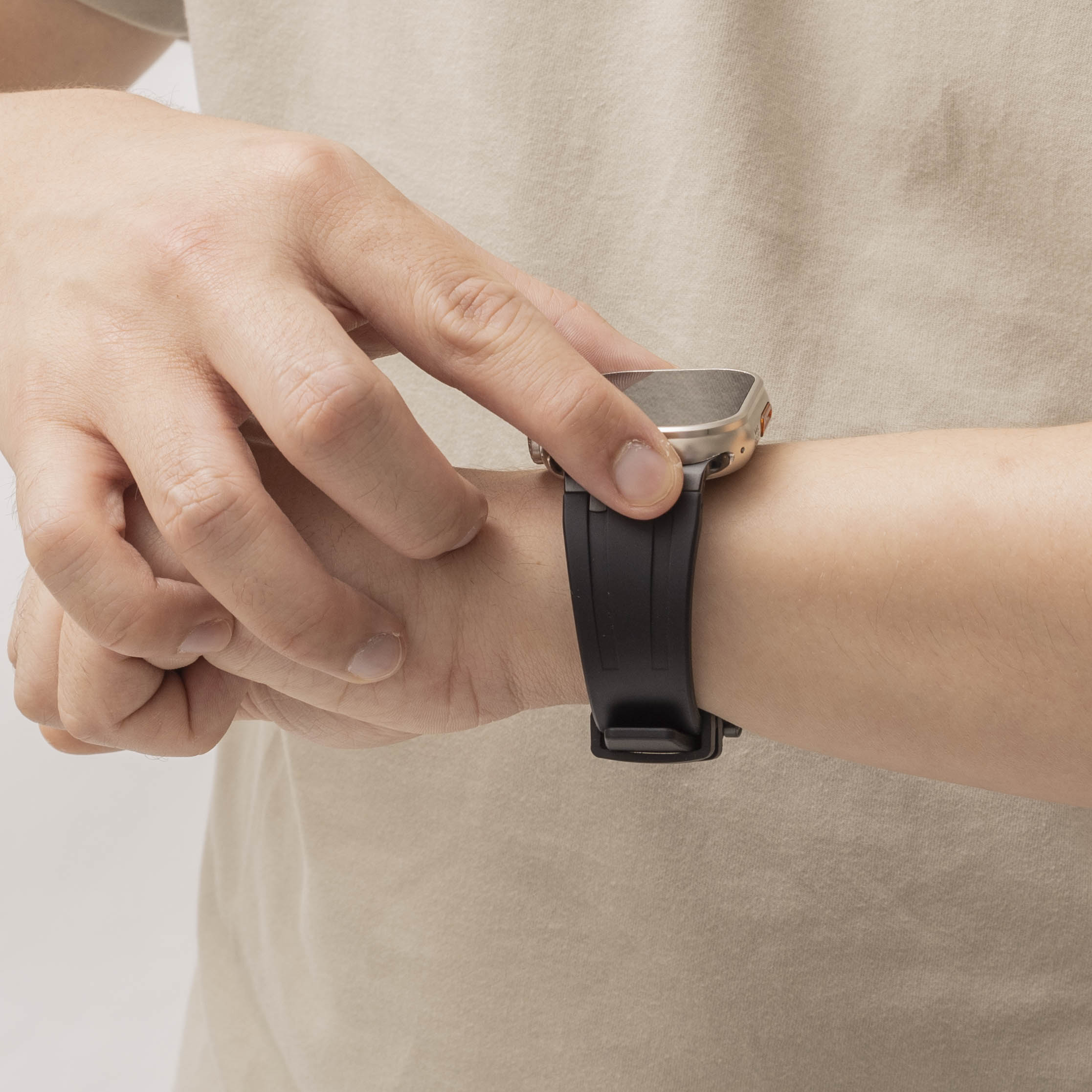 Bandz Apple Watch Ultra Silicone Strap 'Luxe Liquid' (Black with Black)