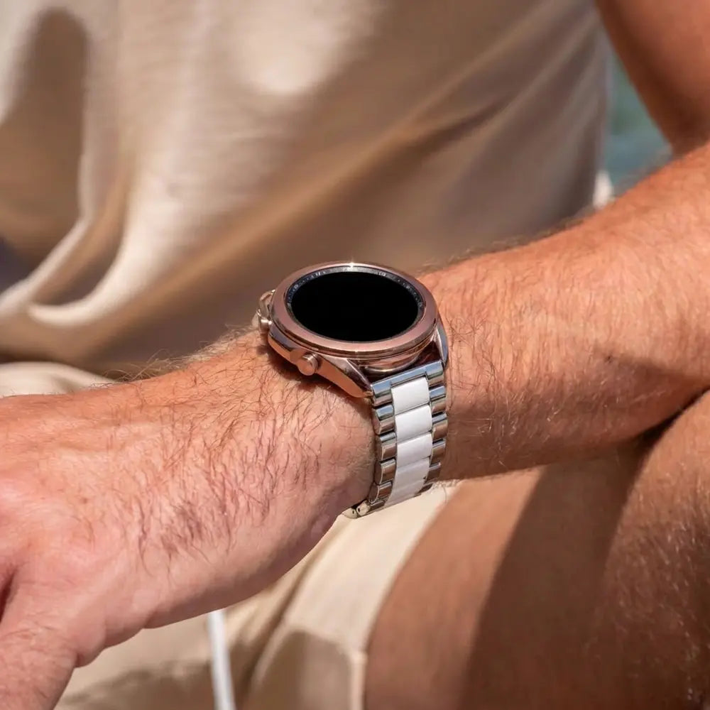 Samsung Galaxy Watch 46mm stalen band (zilver/wit)