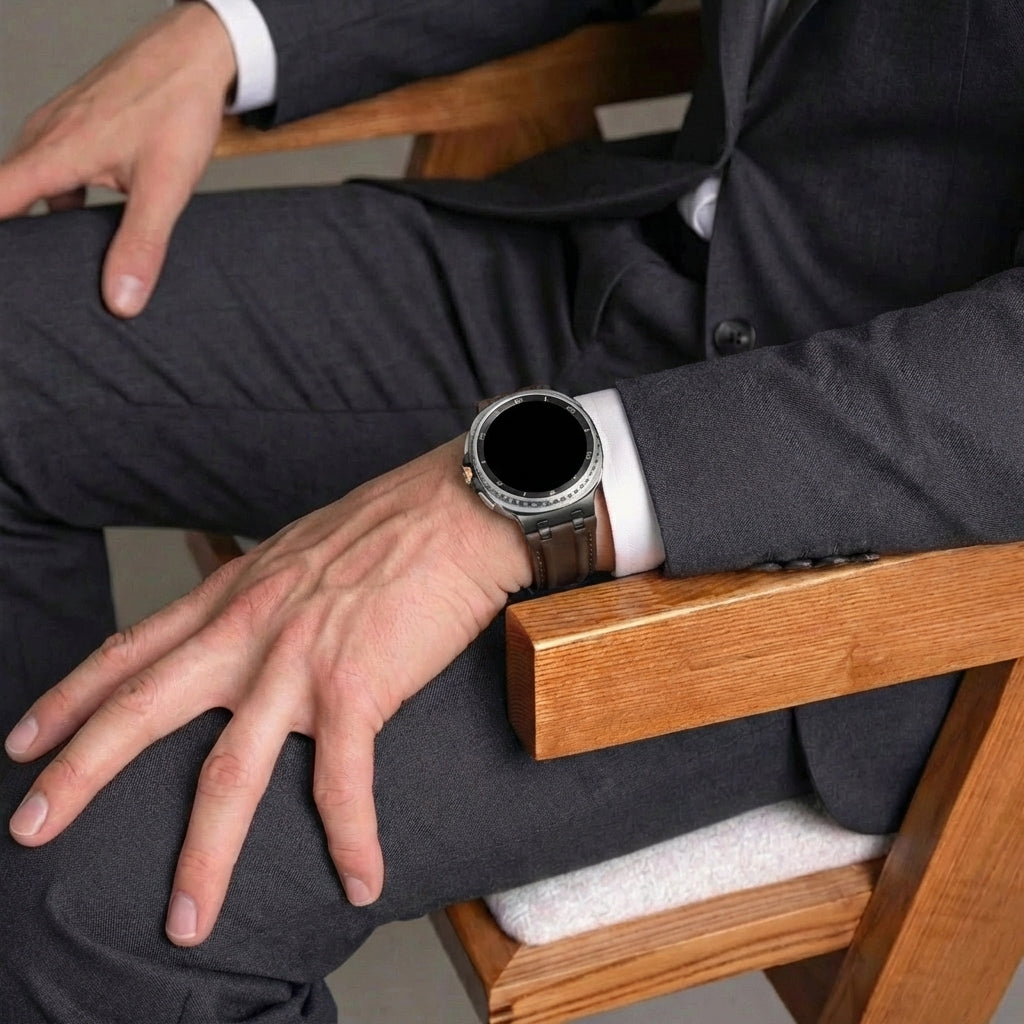 Bracelet cuir solide Samsung Galaxy Watch 8 Classic (marron café)