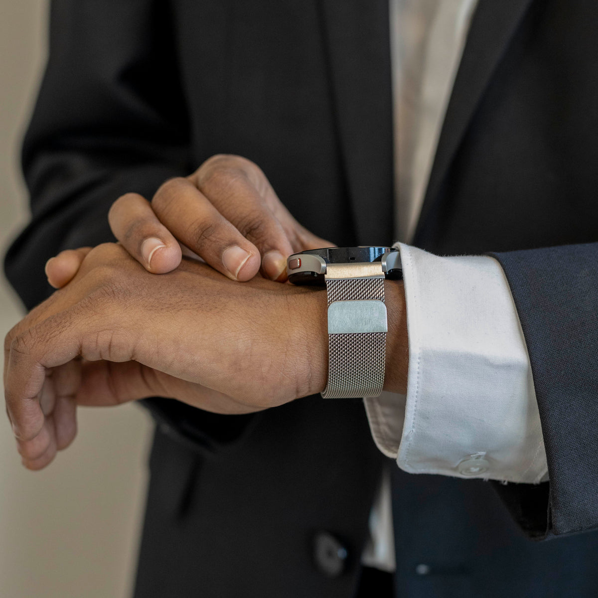 Milanese Strap, titanium, lifestyle photo