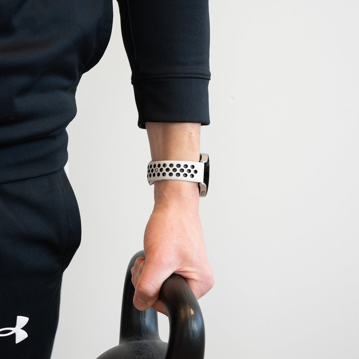 Silicone Sport Strap 'Deluxe', white/black, lifestyle photo