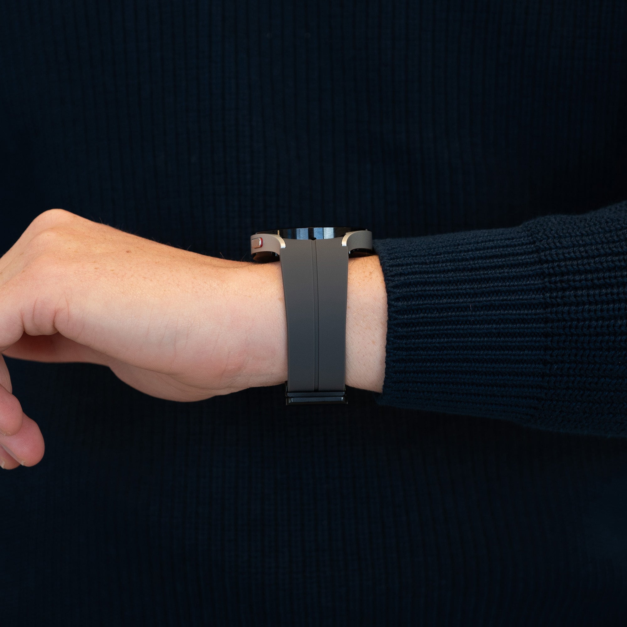 D-Buckle Silicone Strap, dark grey, lifestyle photo