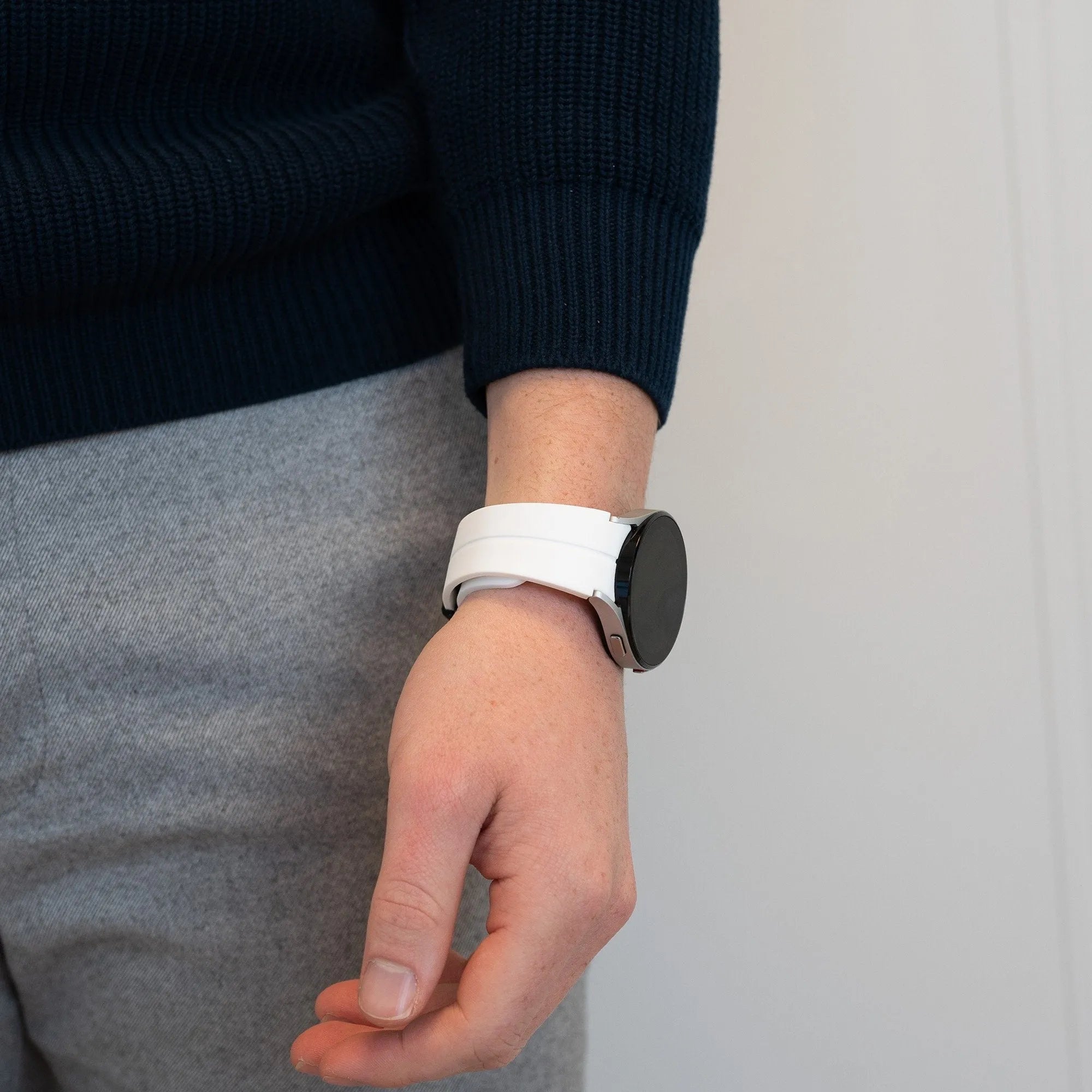 D-Buckle Silicone Strap, white, lifestyle photo