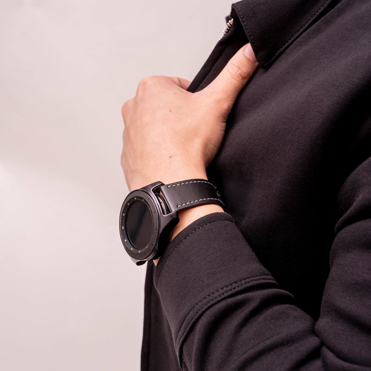 Leather Strap 'One Push', black, lifestyle photo
