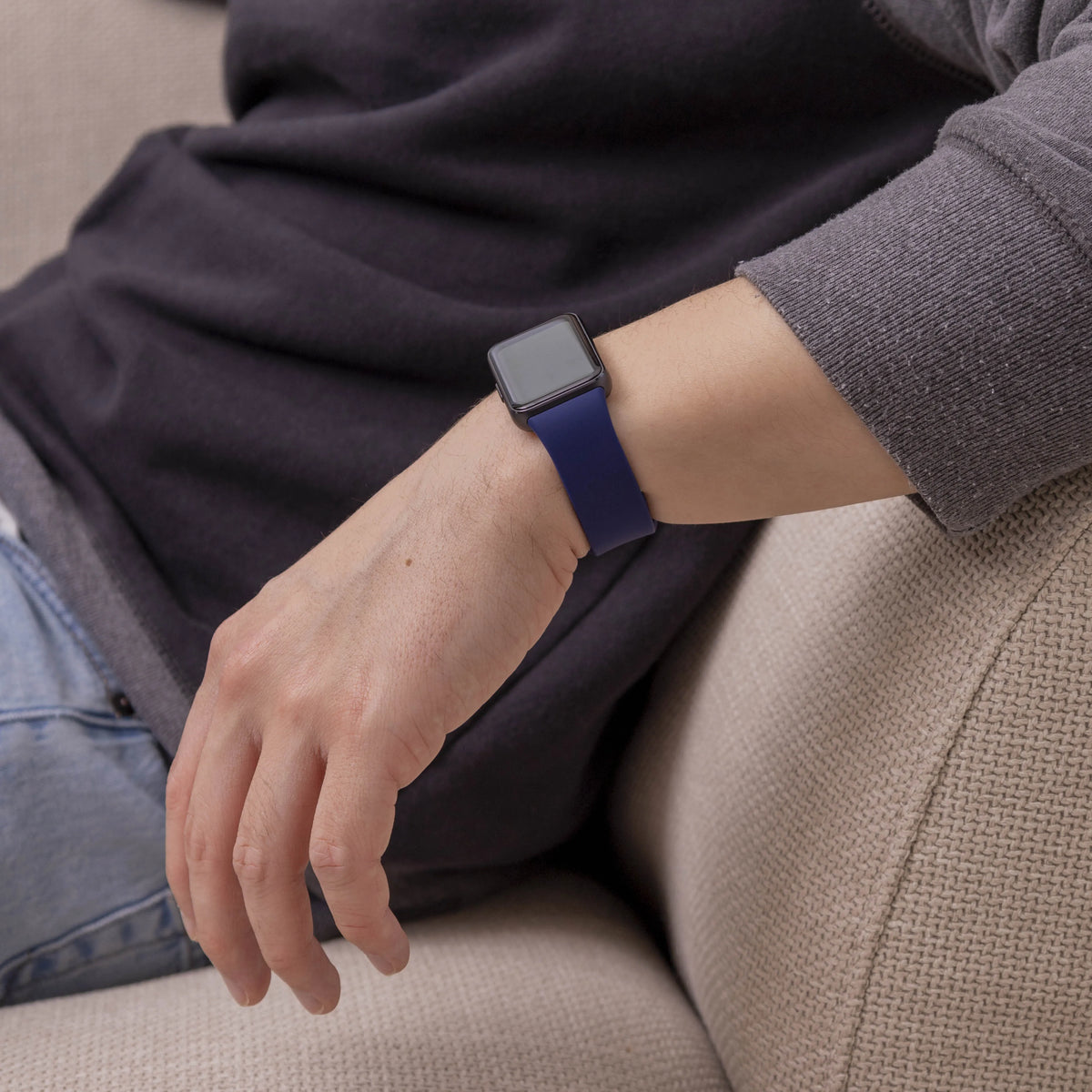 Silicone Strap, dark blue, lifestyle photo