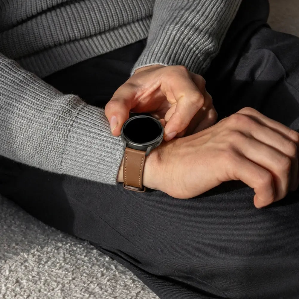 Bandz Bracelet cuir 'Deluxe' Garmin Venu 2 (marron)