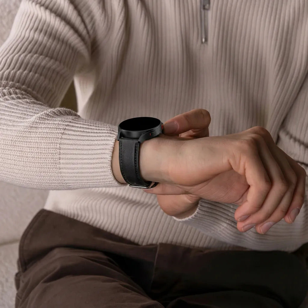 Bracelet cuir Huawei Watch GT 2 Pro (noir élégant)