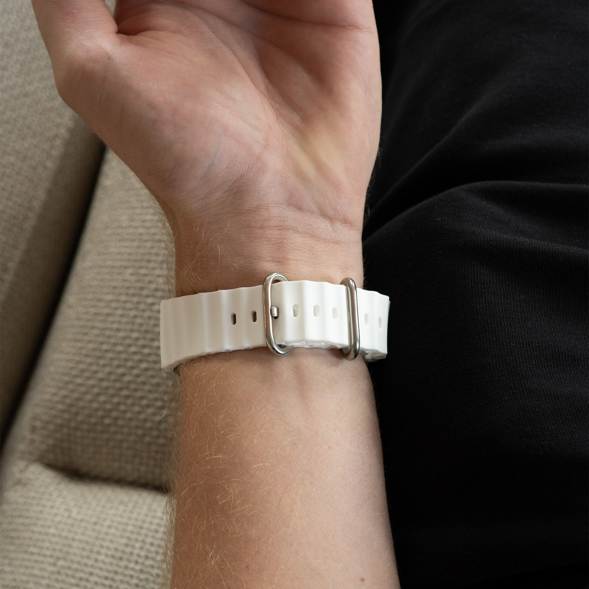 Silicone Ocean Strap, white, lifestyle photo
