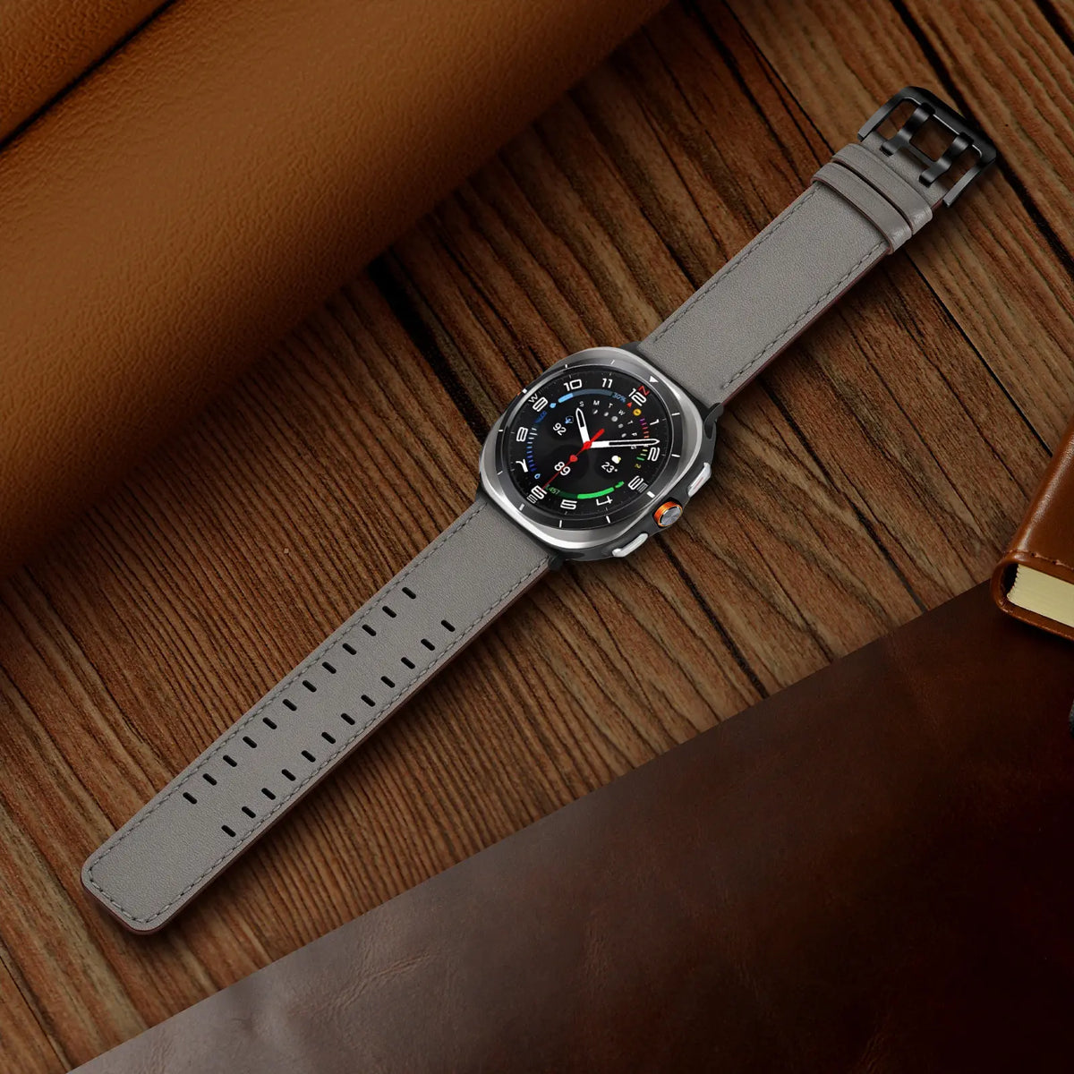 Double Pin Leather Strap, grey, lifestyle photo