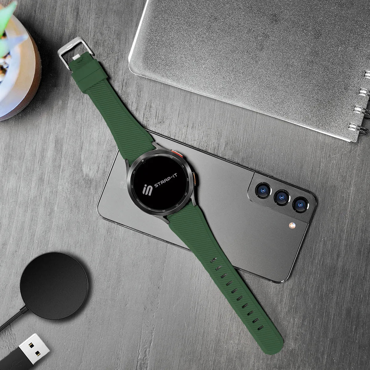 Gard Pro Health Smartwatch 2+ Twill Silicone Strap (Army Green)