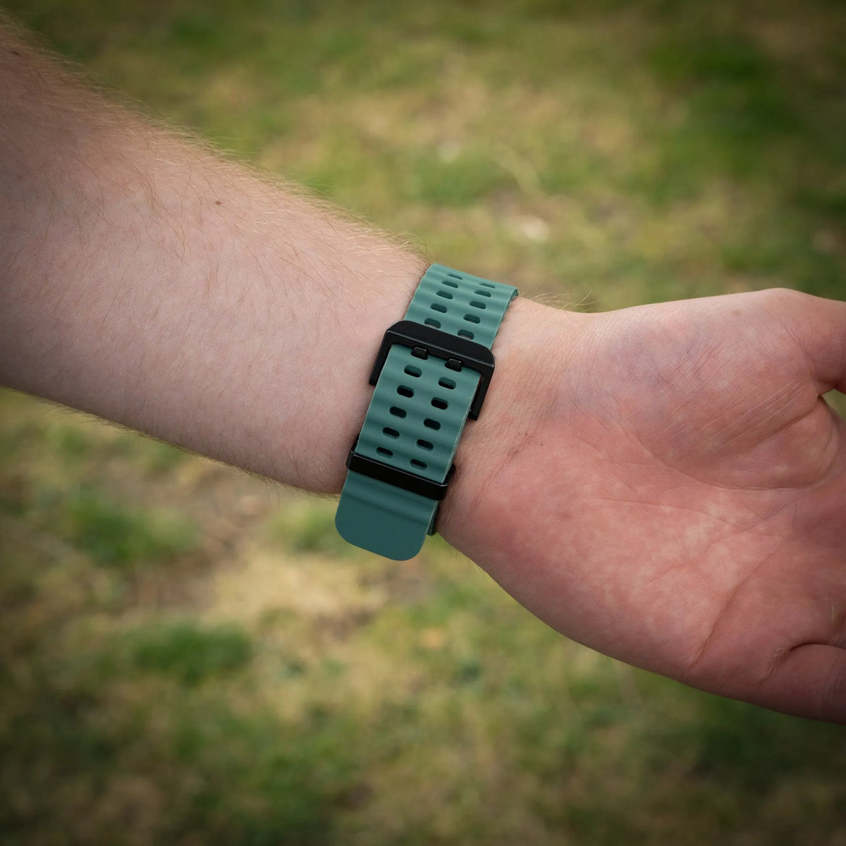 Silicone Ocean Strap, dark green, lifestyle photo