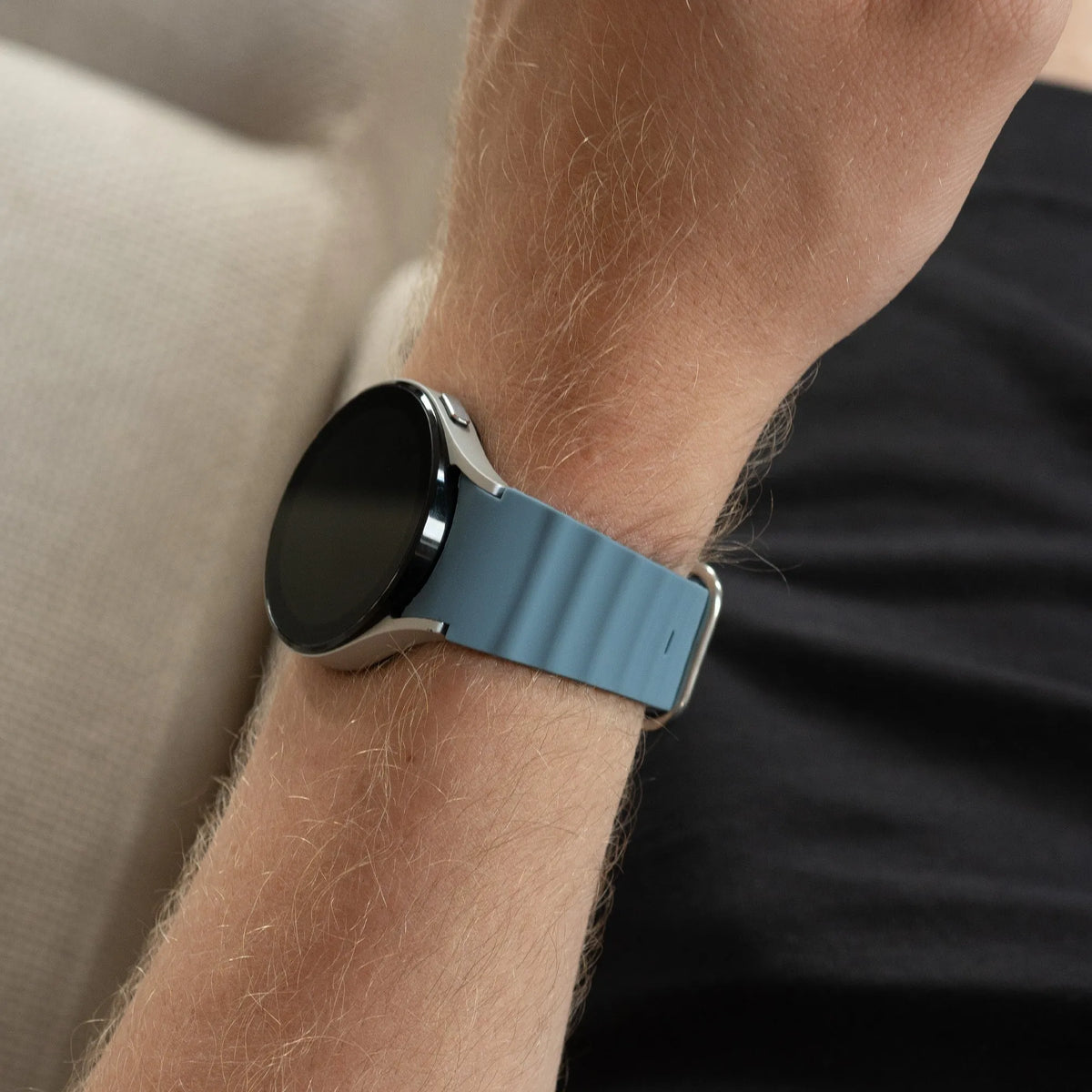 Silicone Ocean Strap, grey-blue, lifestyle photo