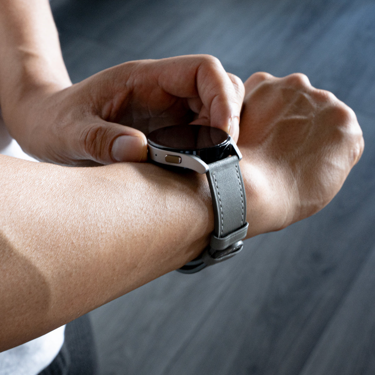 Withings ScanWatch 2 - 42mm modern leren band (grijs)