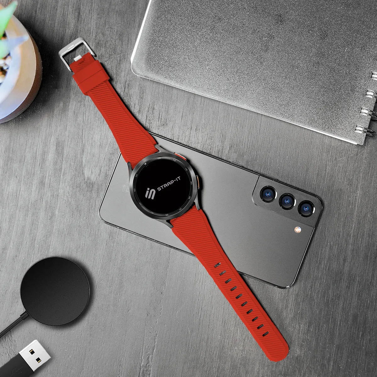 Oppo Watch S Twill Silicone Strap (Red)