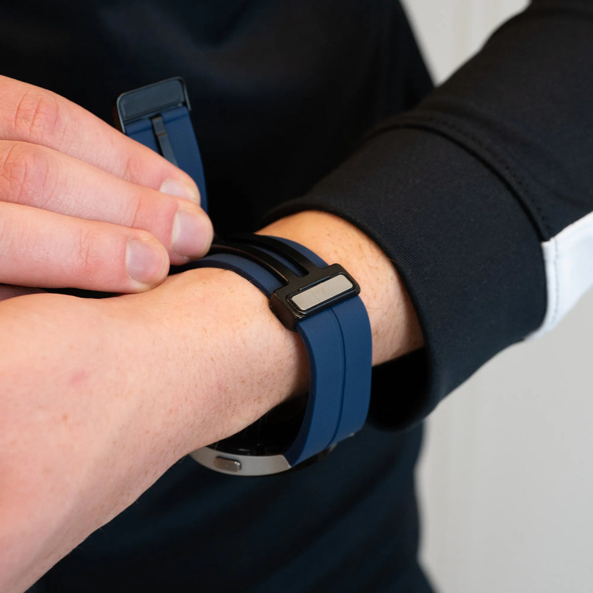 D-Buckle Silicone Strap, dark blue, lifestyle photo