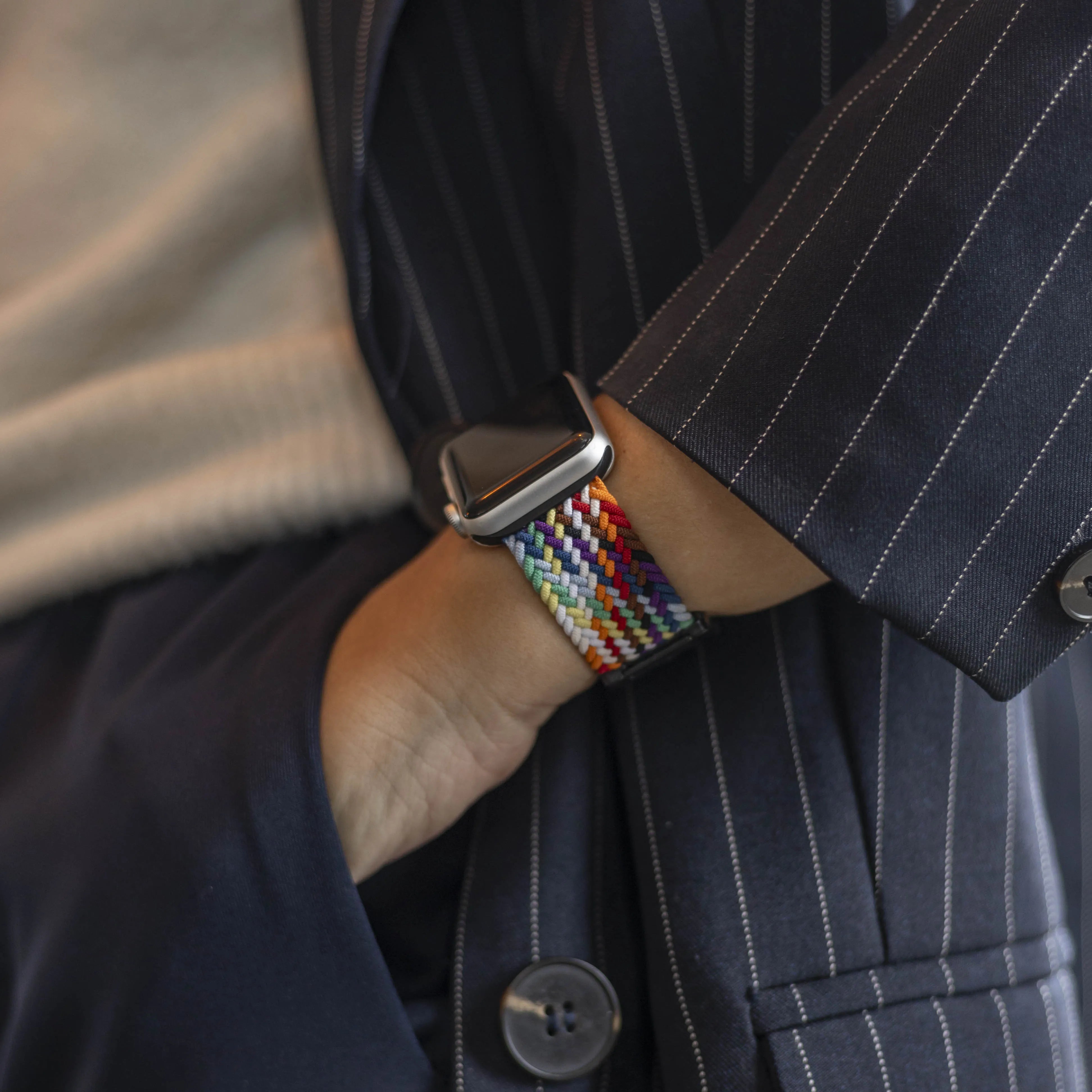 Bandz Apple Watch Braided Nylon Strap with P-Buckle (Rainbow)