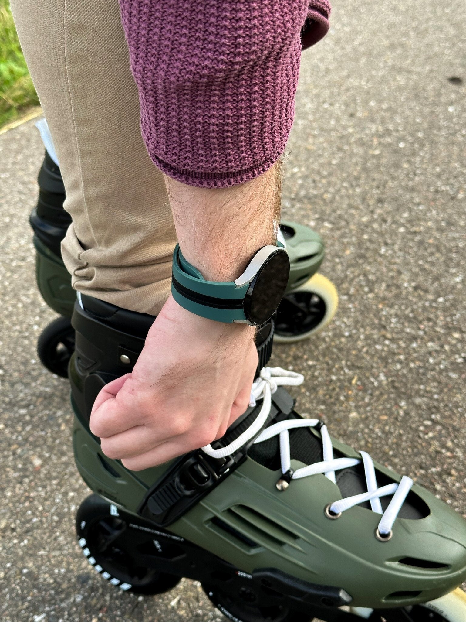 Silicone Magnetic Sport Strap, green/black, lifestyle photo