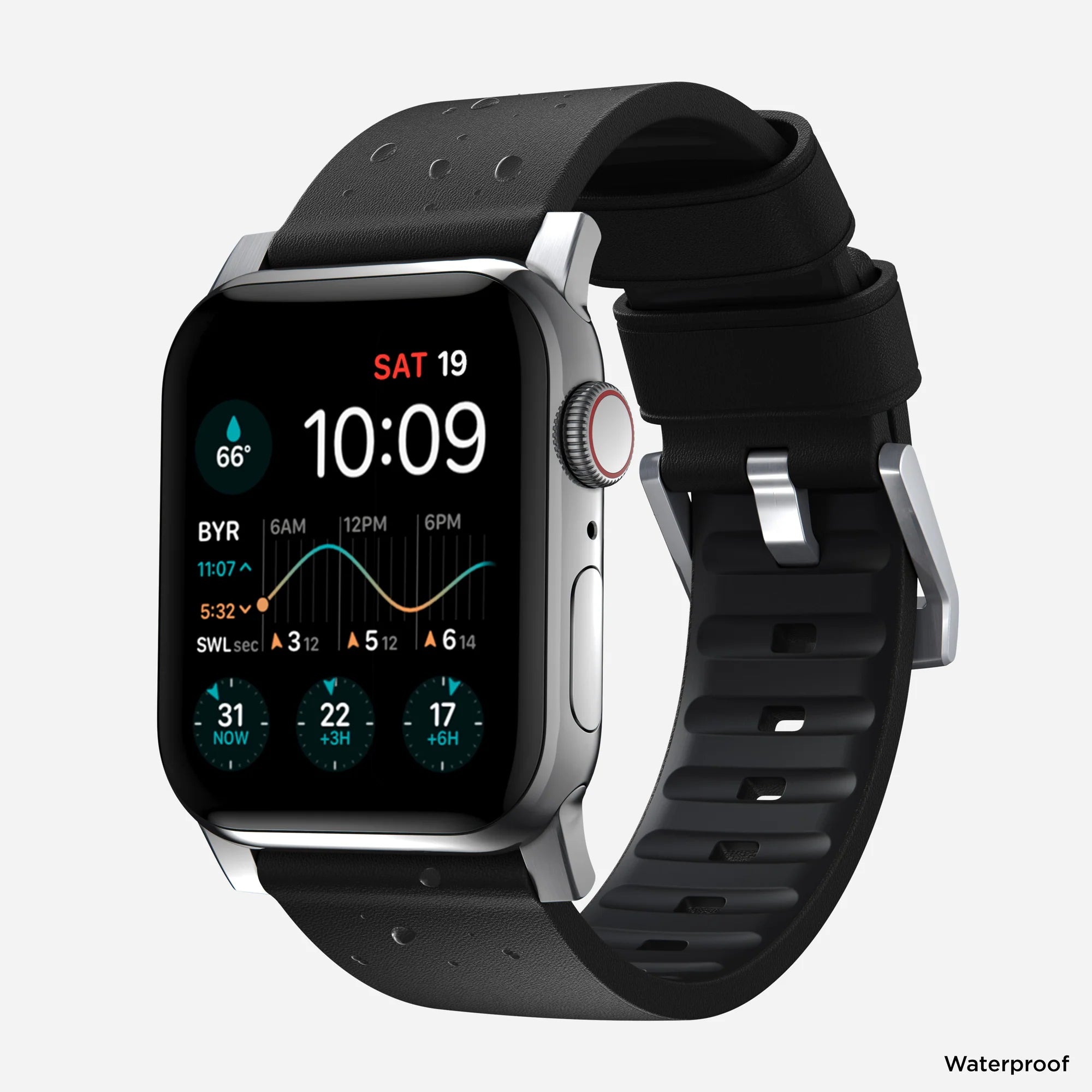 Nomad Correa hibrida Apple Watch Active Pro (negro/plateado)