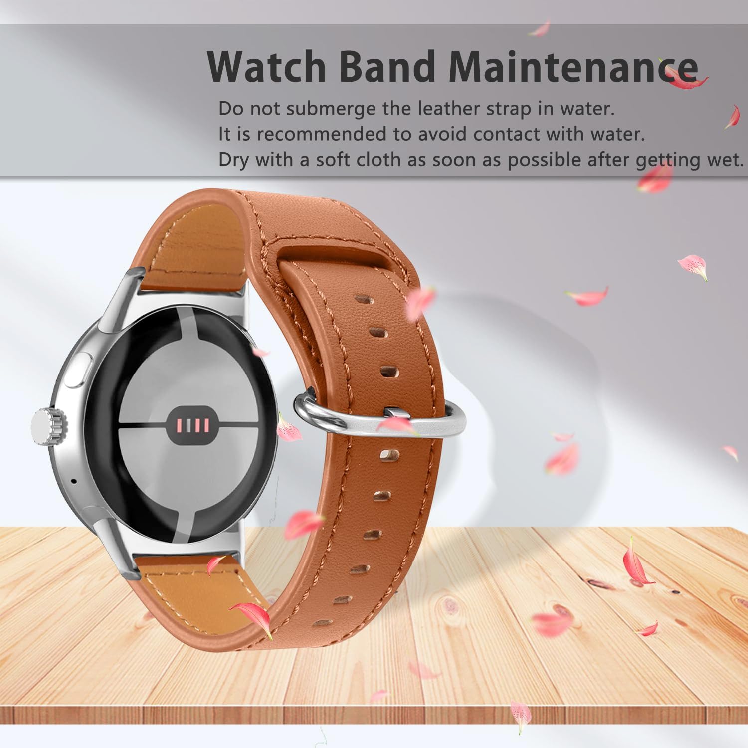 Google Pixel Watch 5 - 41mm Leather Buckle Strap (Brown)