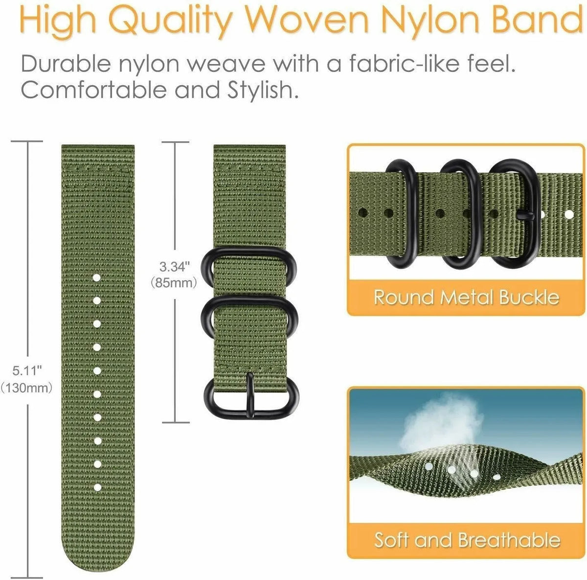 Nylon Buckle Strap, green, infographic (USP banner)