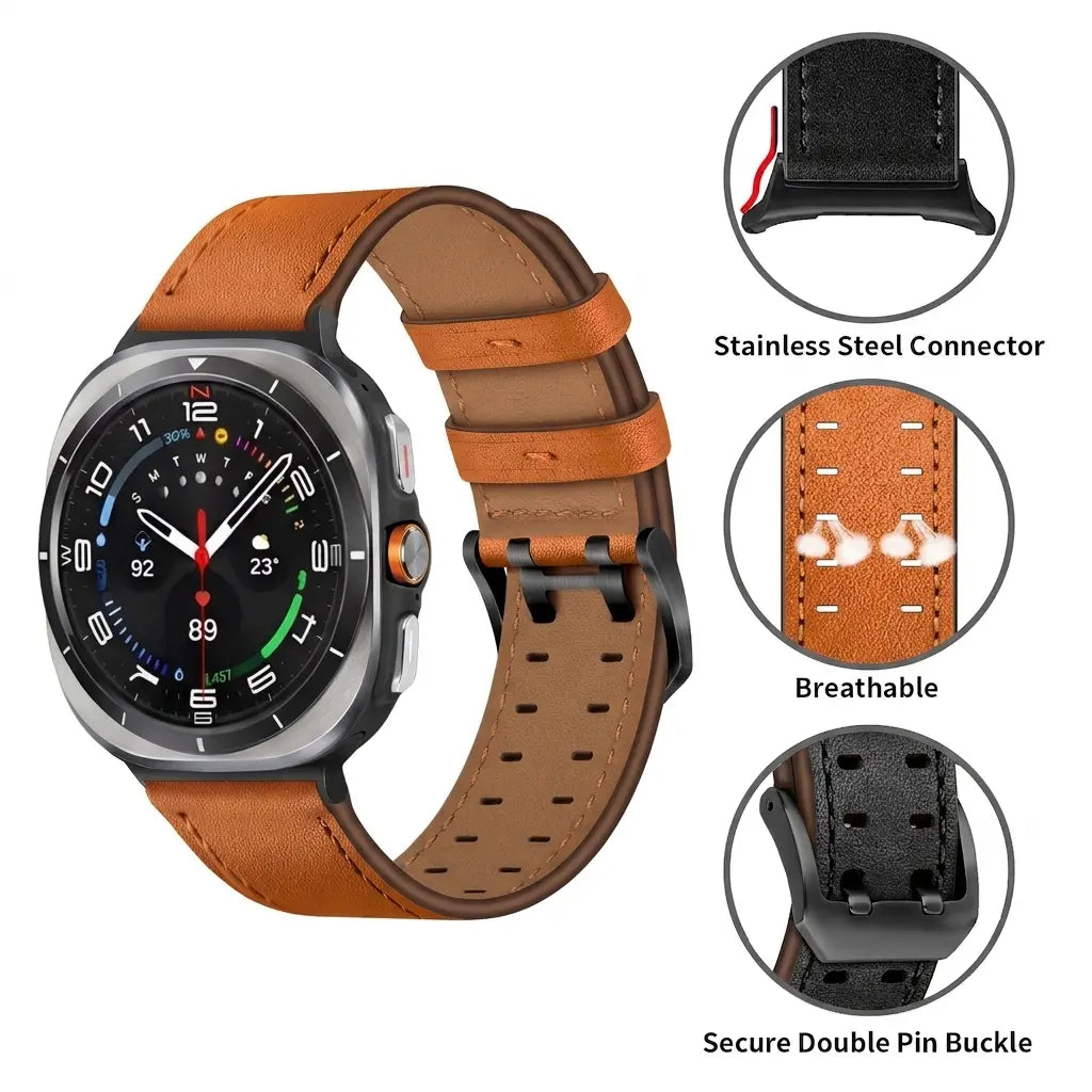 Double Pin Leather Strap, orange, promotional banner