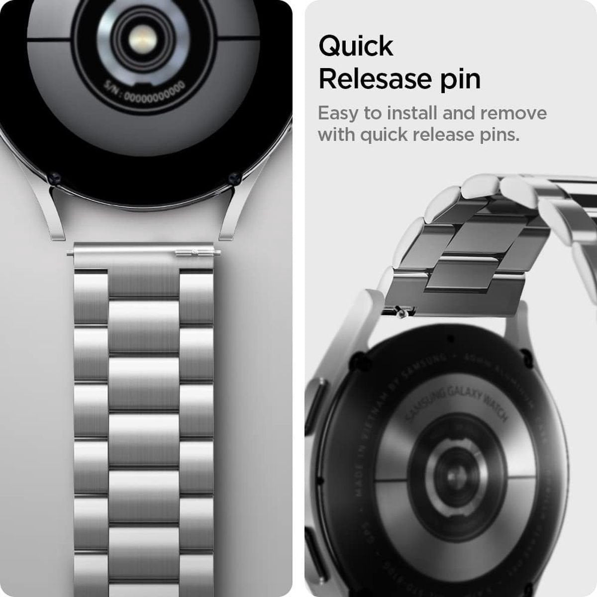 Spigen Samsung Galaxy Watch 4 44mm Steel Strap (Silver)